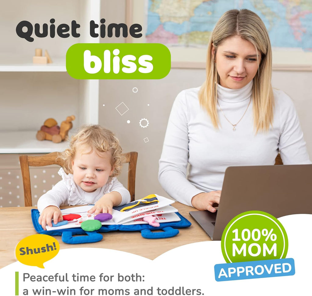 Quiet Book Montessori Toys for 1 2 3 Year Old, Busy Book for Toddlers 1-3 Travel Toy with Preschool Learning Activities, Educational Toy with 9 Sensory Toddler Activities for Boys & Girls