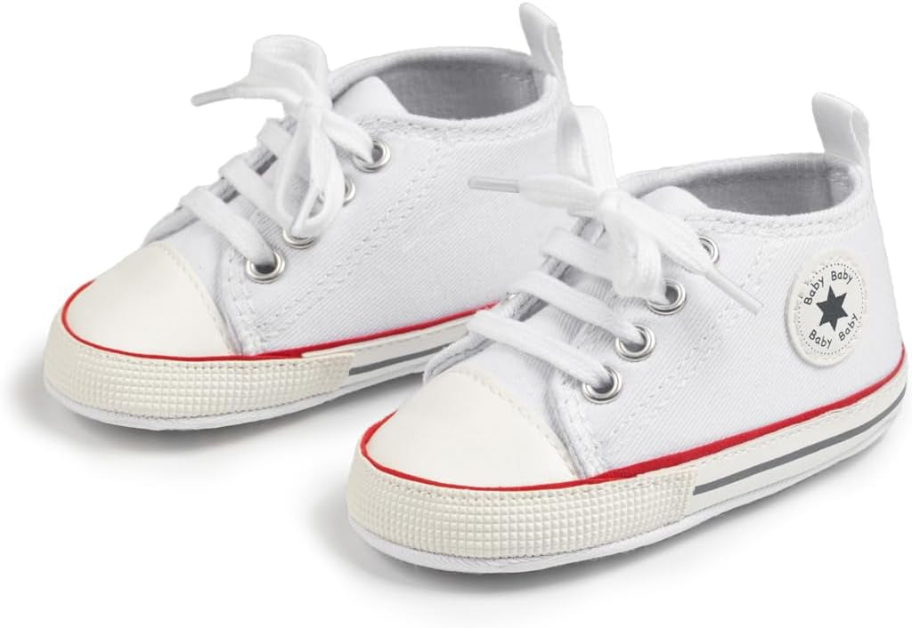 Unisex Baby Boy Girl Canvas Sneaker Soft Sole Ankle Infant First Walkers Crib Shoe